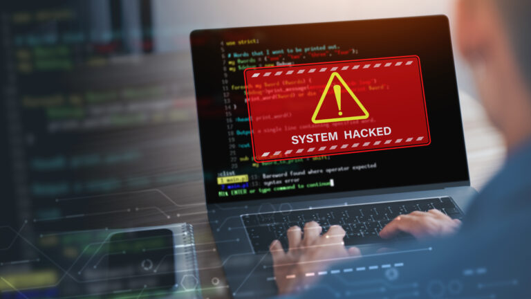 System hacked alert after cyber attack on computer network